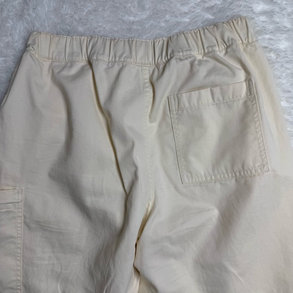 Madewell Cream Cotton Utility Cargo Pants Elastic Waist Women’s Medium - Picture 10 of 11